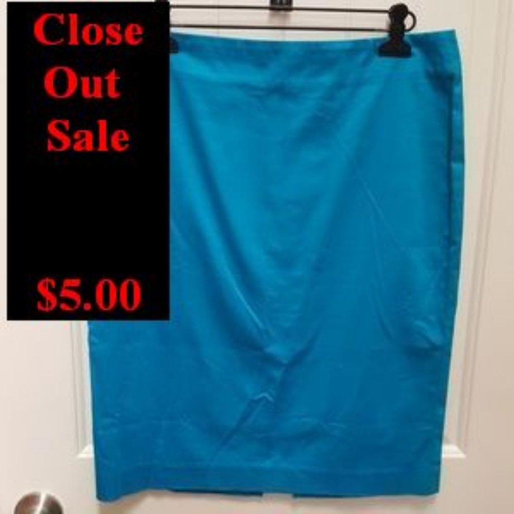 Body by Victoria Turquoise Blue Cotton Pencil Skir